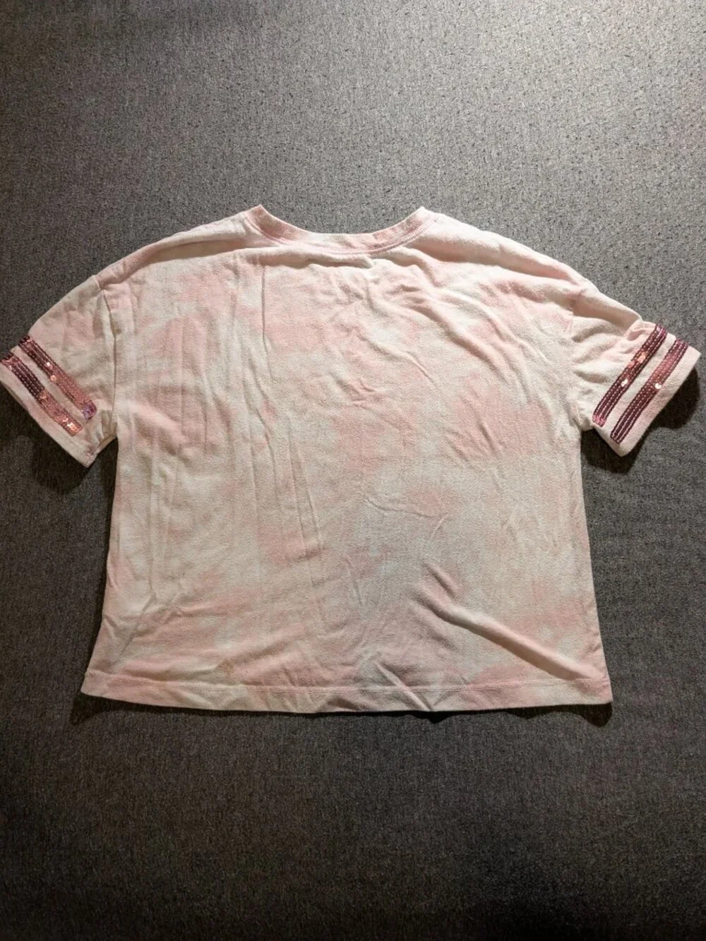 Justice Girls Size S 7/8 Pink Sequin Logo Tee Short Sleeve Sparkle Shirt